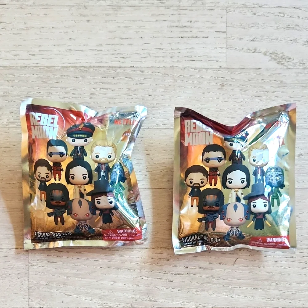Lot Of 2 New Sealed Rebel Moon Netflix Characters Blind Bags Figural Bag Clips